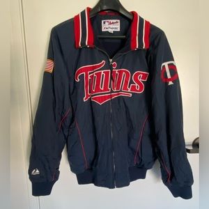 Vintage Minnesota Twins MLB Majestic Baseball Men's Navy Blue Jacket Size XL
